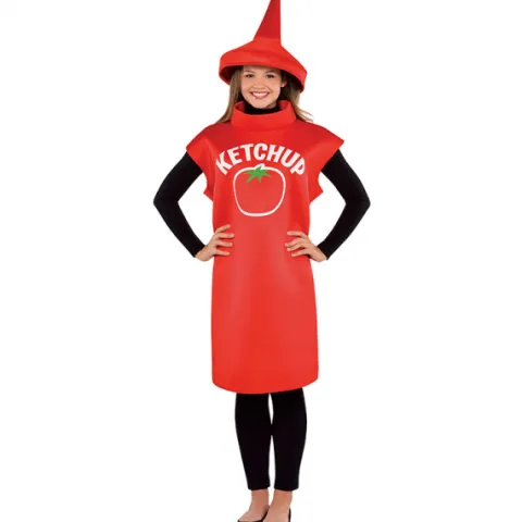Ketchup flaske kostume med hat