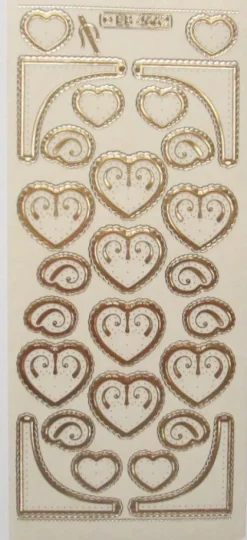 Klare glitterstickers med hjerter og hjørner
