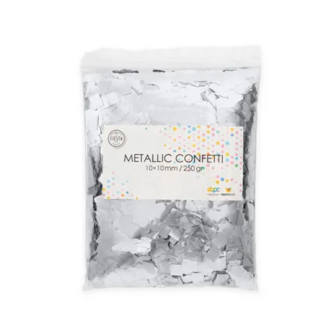 Konfetti firkant metallic - sølv