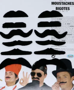 Moustache -12 stk Overskæg i sort filt