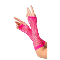 Net handsker Lang i pink med sten