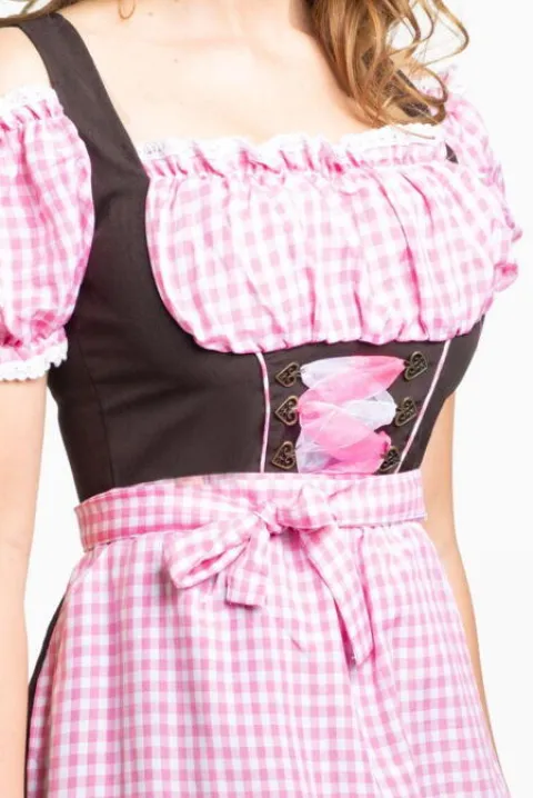 Oktoberfest kjole Anne- pink/brun