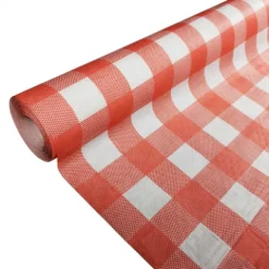 Papirdug damask i Rød-hvid ternet
