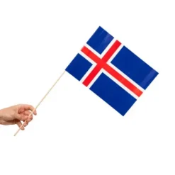 Papirflag på pind 10 stk - Island