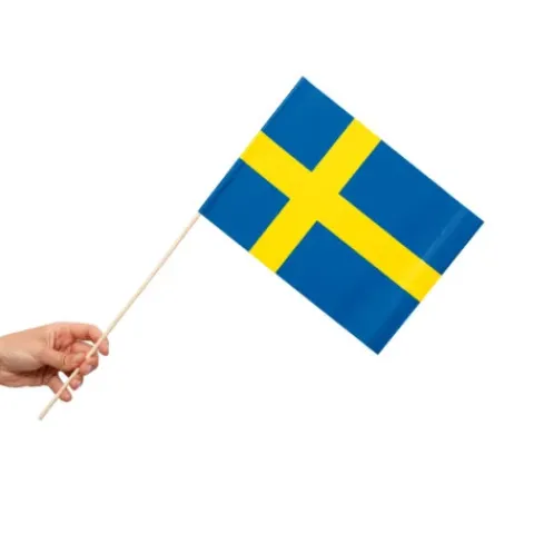 Papirflag på pind 10 stk - Sverige