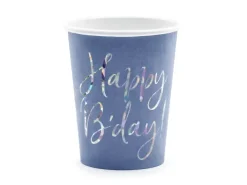 Papkopper i meleret blå - Happy B´day