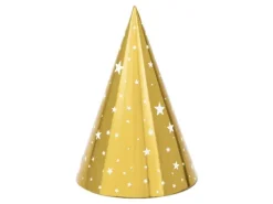 Partyhatte i guld med stjerner