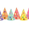 Partyhatte med farvede Prikker, 6 stk