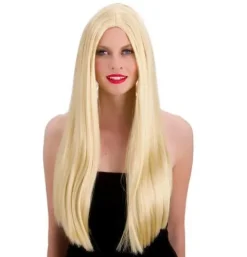 Paryk lang med midterskilning blond