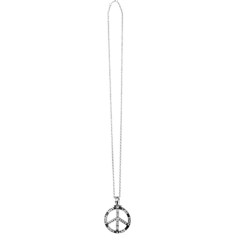 Peace halskæde i sølvmetal med simili