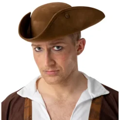 Pirathat Tricorn i brun LUX