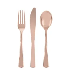 Plast bestik rosegold, 18 dele