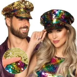 Rainbow paillet kaptajns kasket