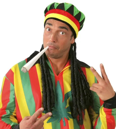 Rasta hat med dreadlocks
