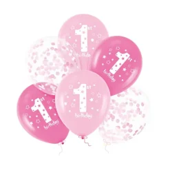 1 år balloner i pink - 1.st Birthday