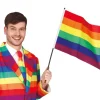 Regnbue farvet Flag på plast pind