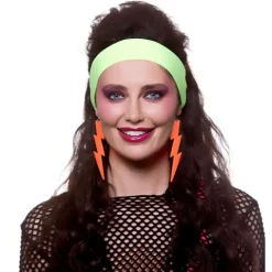 Øreringe - clips med Lyn i neon orange