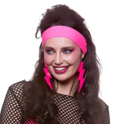 Øreringe - clips med Lyn i neonpink