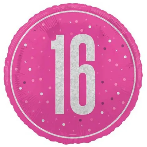 16 år Folieballon i pink