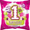 1 års Folieballon firkant i PINK