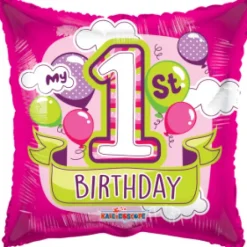 1 års Folieballon firkant i PINK