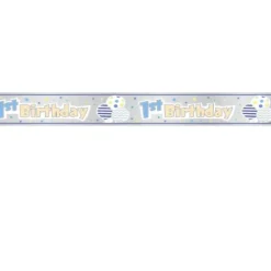 1 års foliebanner i sølv og blå