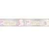 1 års foliebanner i sølv og rosa