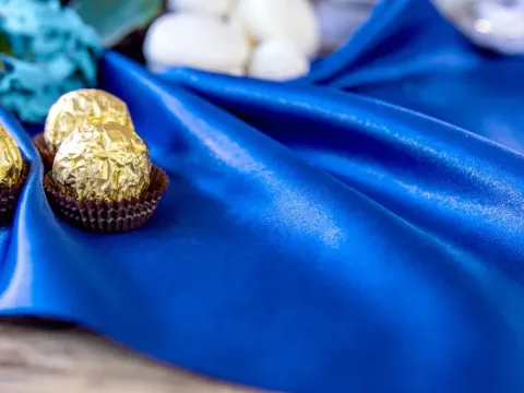 Satin Bordløber smal marineblå