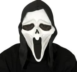 Scream spøgelsesmaske med sort hætte