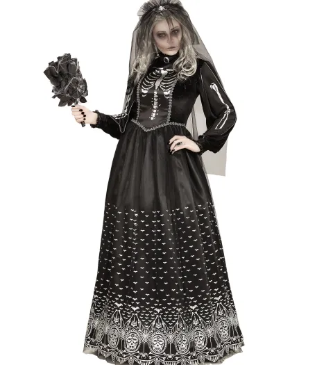 Skeletbrud LUX kostume til voksne