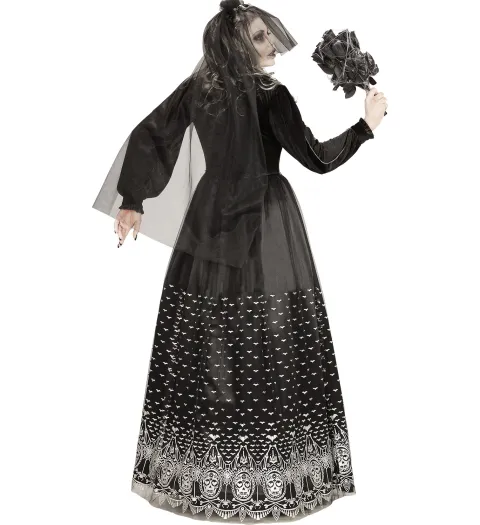 Skeletbrud LUX kostume til voksne