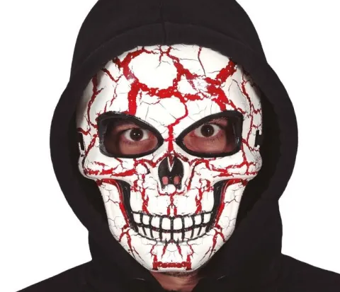 Skelet maske i hvid PVC - Blodsprængt
