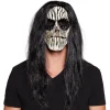 Skeletmaske med langt sort hår