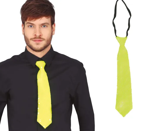 Slips med pailletter i neon gul