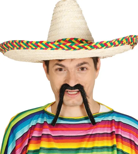 Sombrero i strå ø 50 cm ,naturfarve med kulørt kant