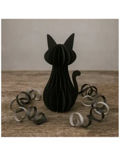 Sort fastelavns kat, honeycomb, 20 cm