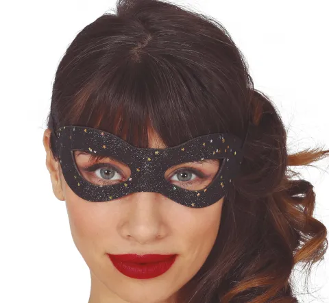 Sort glittermaske