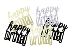 Sort-guld Happy Birthday Konfetti