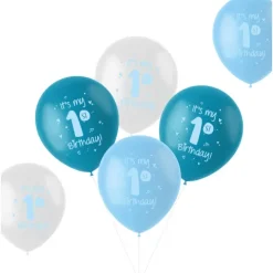 1.st Birthday balloner i blå-hvid