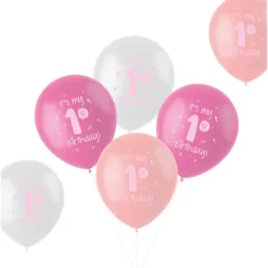 1.st Birthday balloner i lyserød,pink og hvid