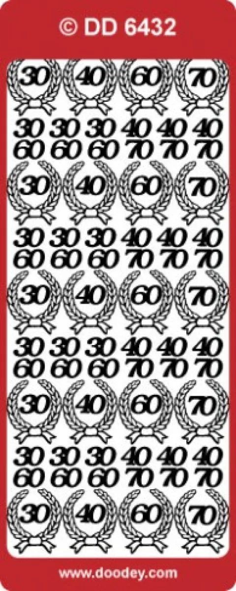 Stickers m. tal:30-40-60-70 i kranse
