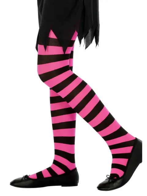 Strømpebuks pink/sort 6-12 år