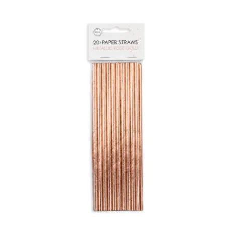 Sugerør i papir Rosegold 20stk