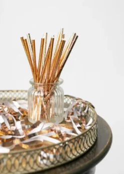 Sugerør i papir Rosegold 20stk