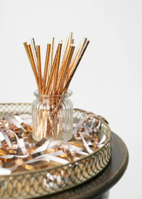 Sugerør i papir Rosegold 20stk
