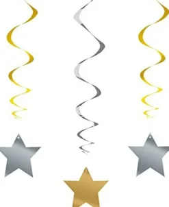 Swirls med stjerner i sølv-guld
