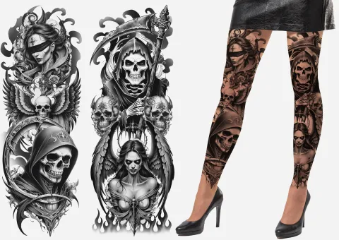 Tattoo Effekt Strømpebukser