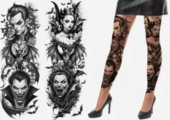 Tattoo Effekt Strømpebukser – Vampyr