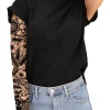 Tattoo ærme - black flowers