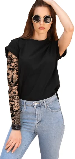 Tattoo ærme - black flowers
